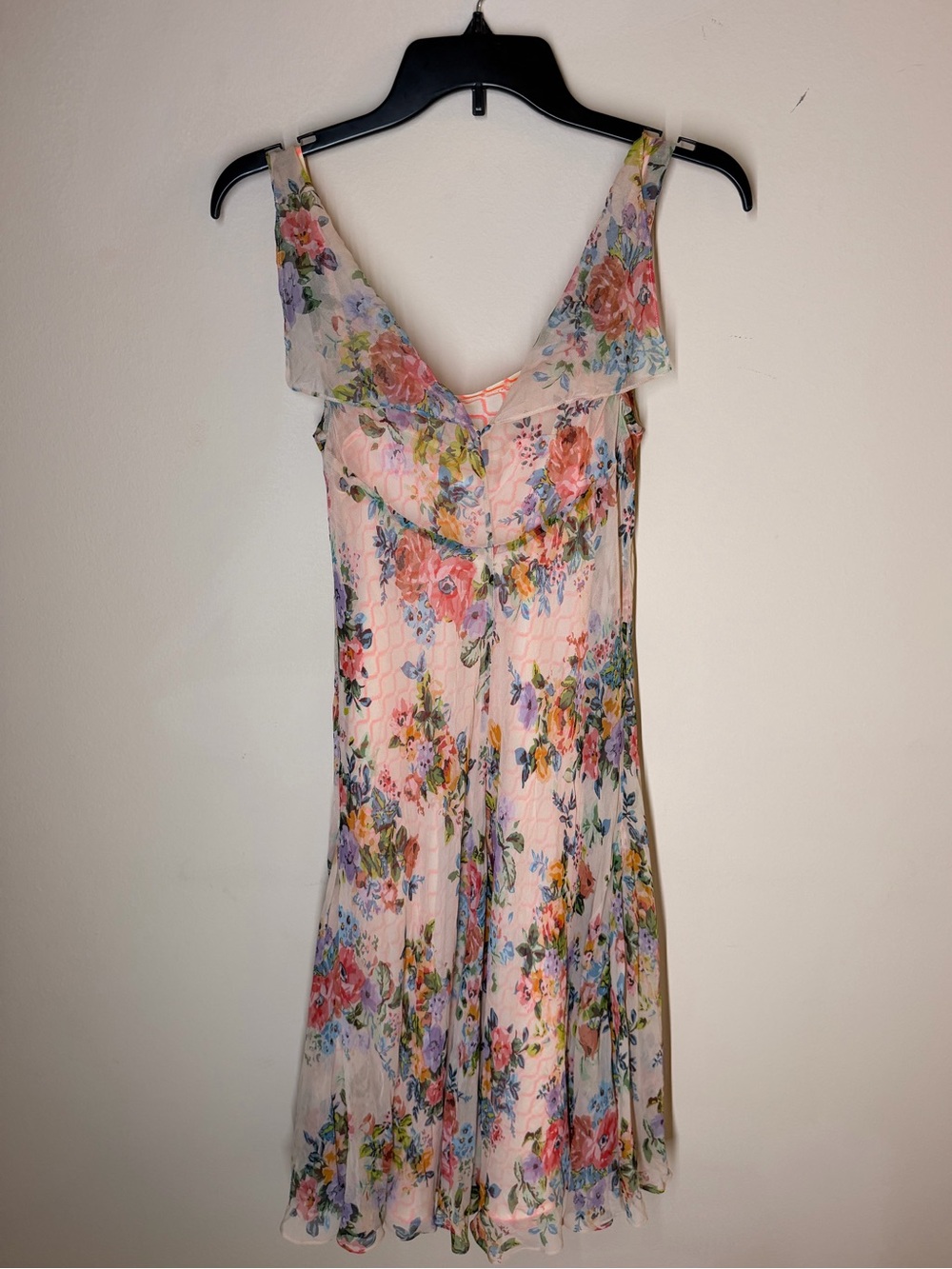 Anthropology Savannah Dress Floral Pink Slip Dress with Watercolor Bouquet - Picture 2 of 3